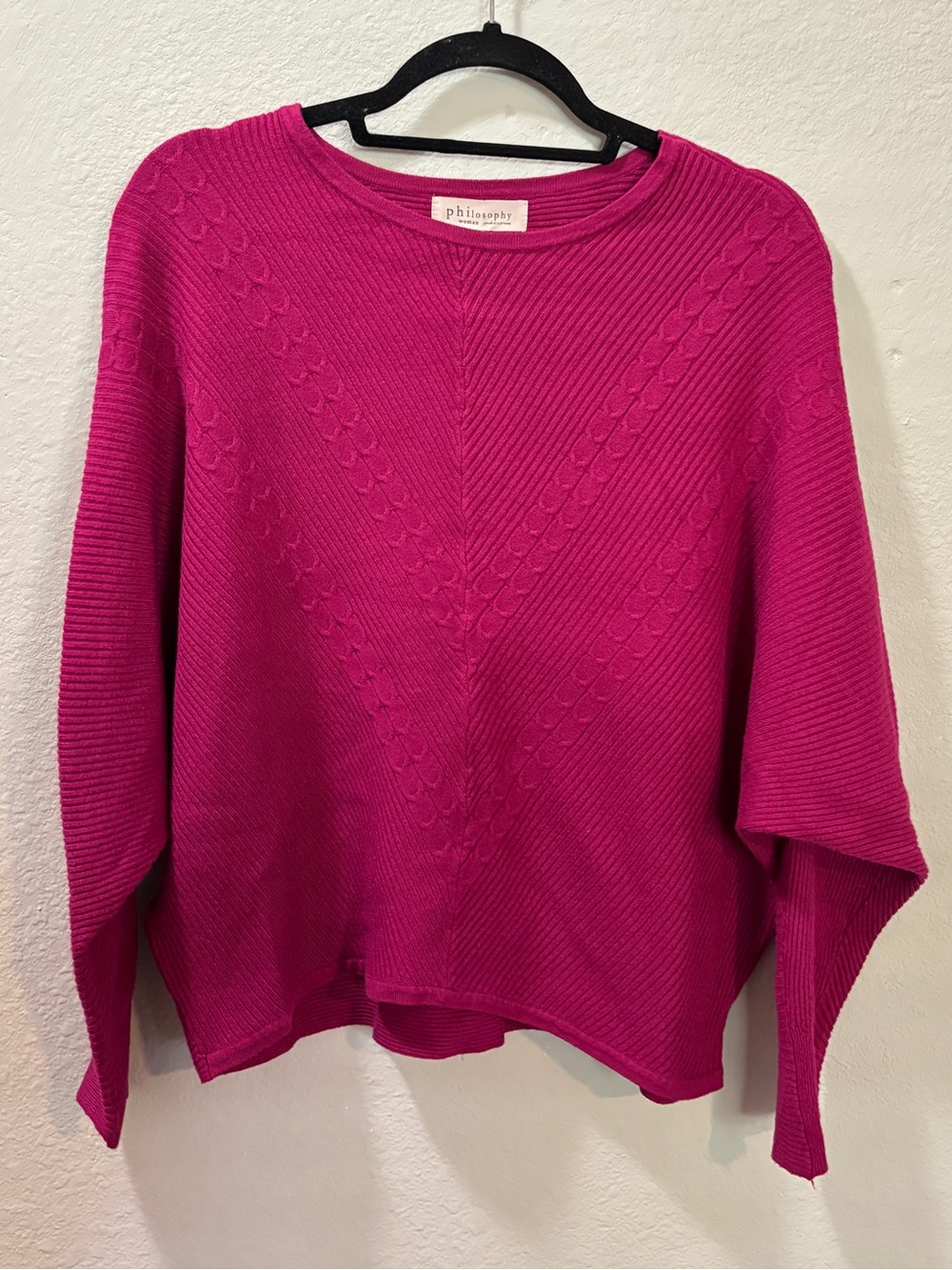Philosophy Magenta Textured Dolman Sleeve Pullover Sweater Size 2X NWT